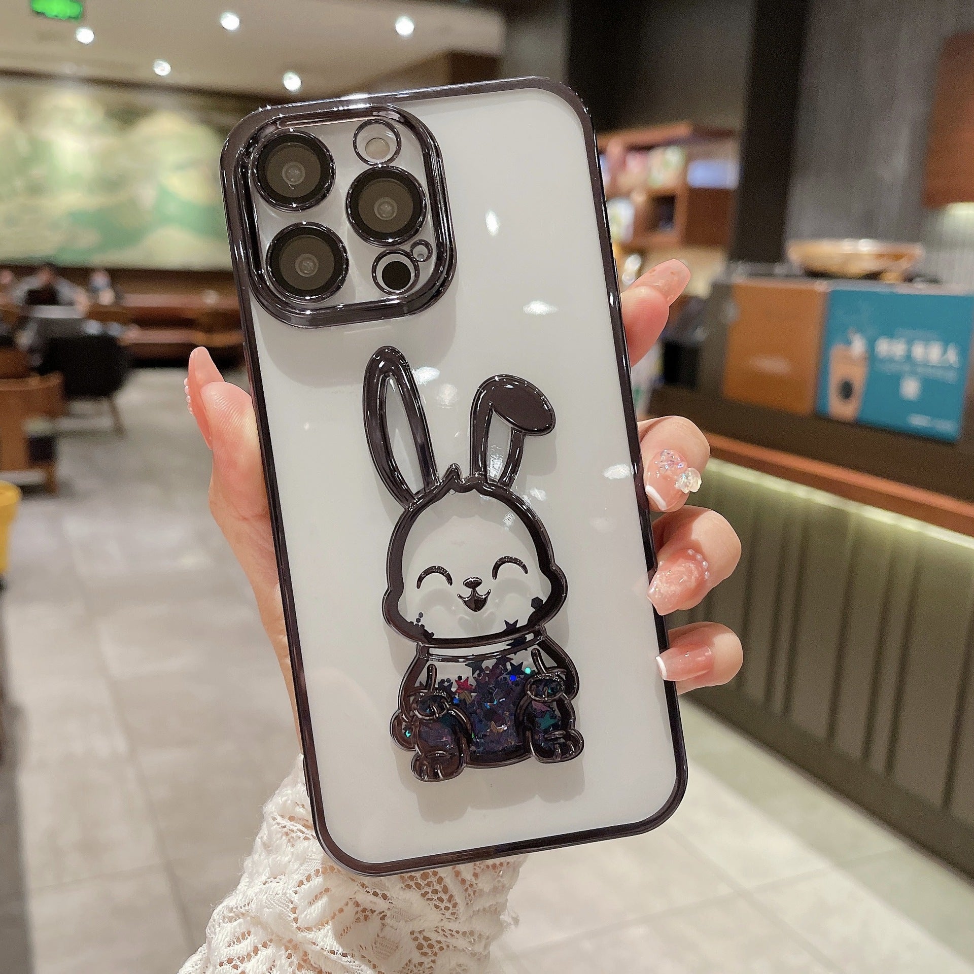 Wholesale Electroplated TPU Three-dimensional Rabbit Quicksand Phone Cases